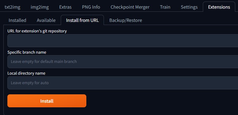 stablediffusion-webui_Extensions_install_from_URL